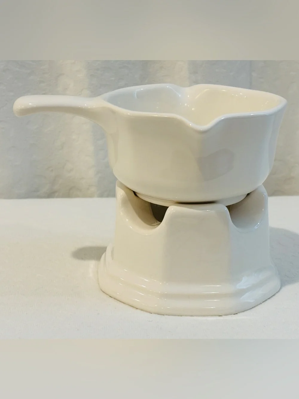 Vintage Pfaltzgraff USA Individual Fondue Pot Butter Warmer White Ceramic